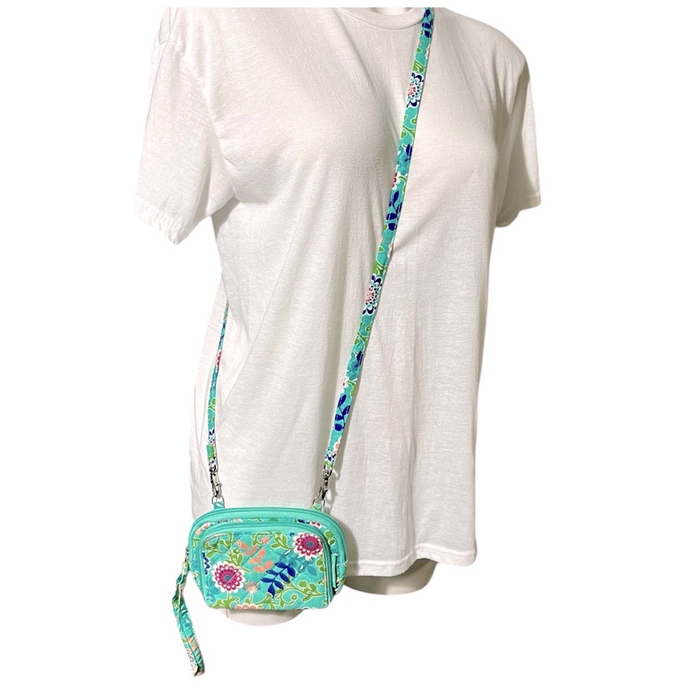 Waverly Inspirations Floral Clutch/Crossbody Bag Teal